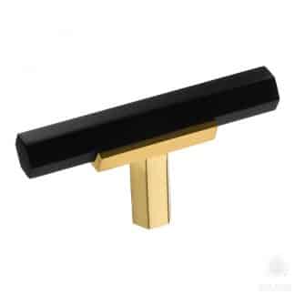 арт. 74-Matt Gold-Matt Black Ручка кнопка, сатинированное золото/чёрный